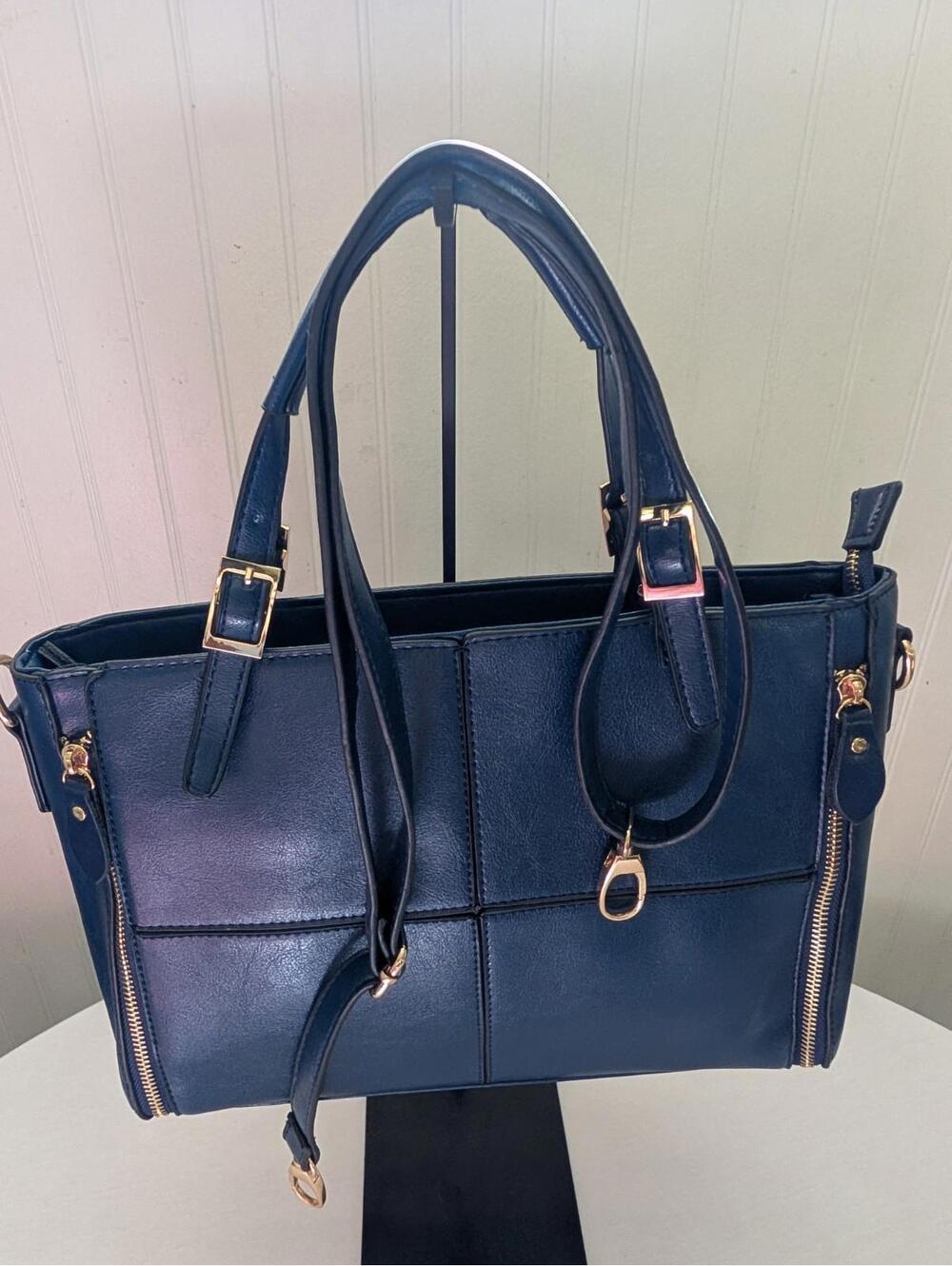 Shoulder Bag Top Handle Many Pockets Blue - Picture 4 of 7